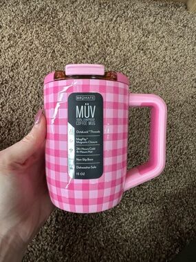BRÜMATE Pink Gingham 15oz MUV Coffee Mug